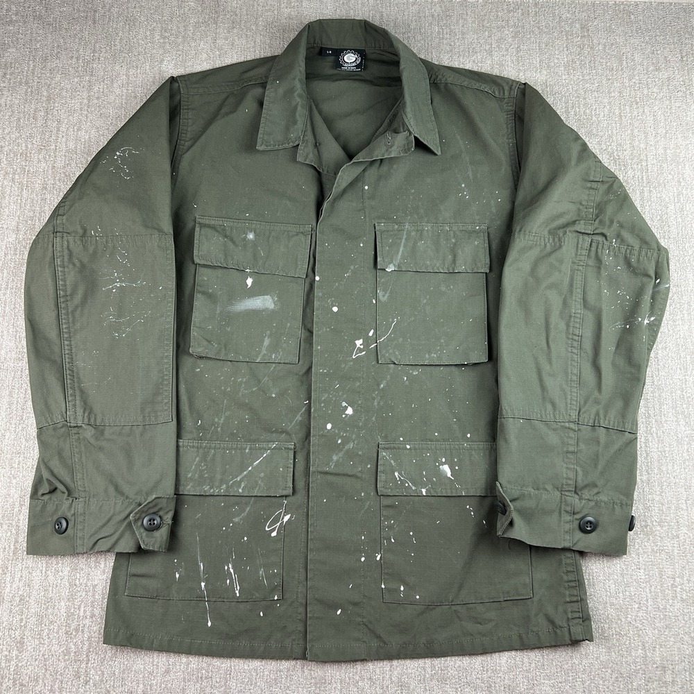 Tru Spec Ripstop Military Shirt Coat Men's Size Small Reg Green Pockets Paint